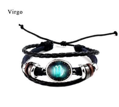 Twelve Constellation Glass Piece Couple Bracelet