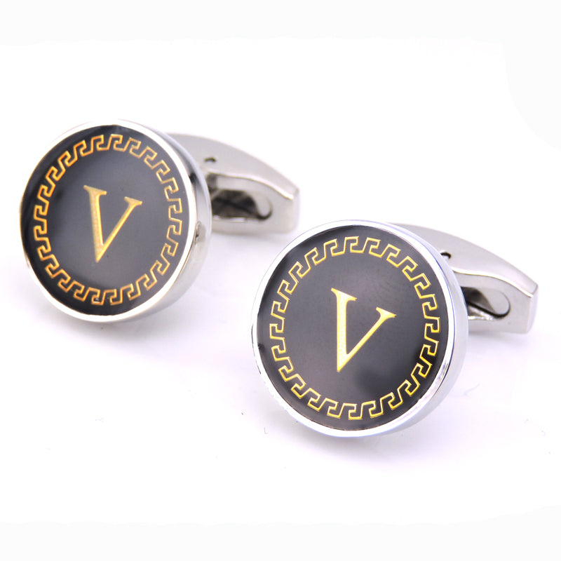 Round Letter French Cufflinks 26 Letter Cuffs