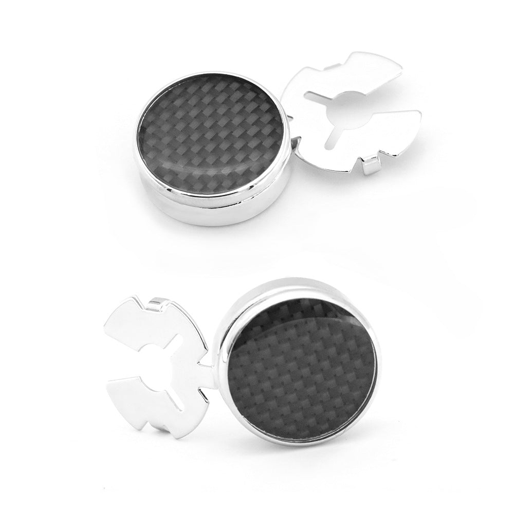 Men's Round Carbon Fiber Cufflink