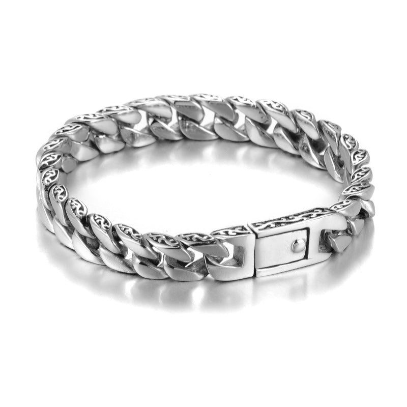 Fashion Men Titanium Steel Bracelet Lace Totem Titanium Steel Bracelet