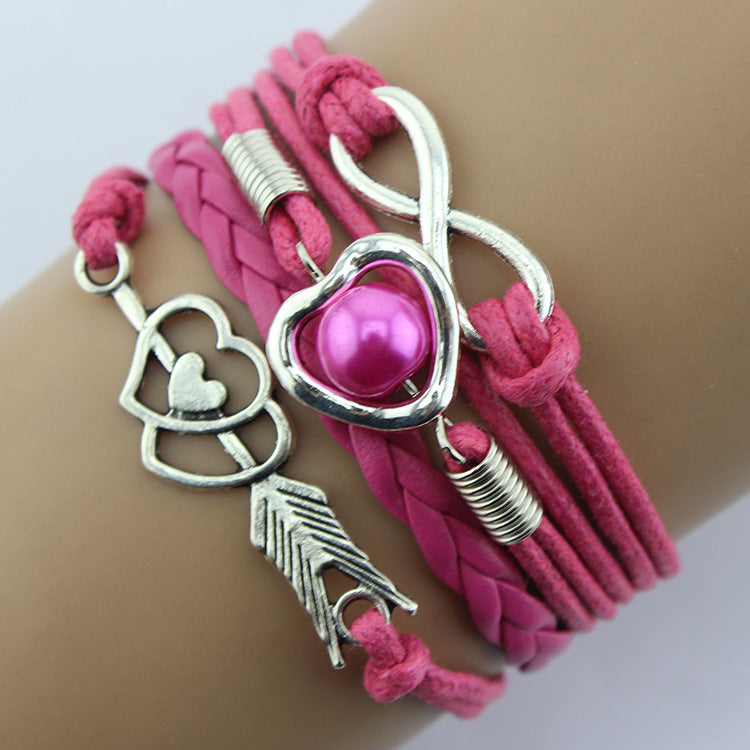 Fashion Retro Cupid'S Arrow Love Pearl Multilayer Bracelet