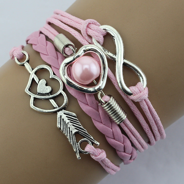 Fashion Retro Cupid'S Arrow Love Pearl Multilayer Bracelet