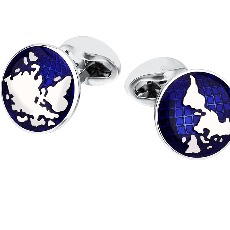 Men's World Map French Cuff Nail Shirt Cufflinks