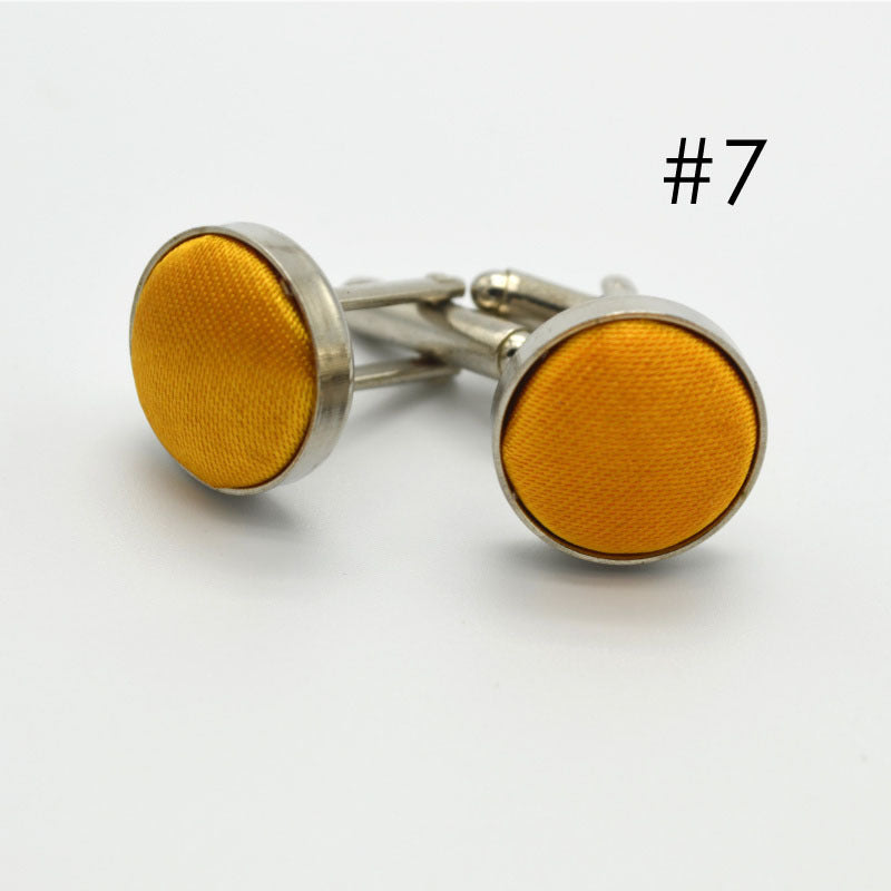 Men's Solid Color Metal Yarn-Dyed Mercerized Cloth Cufflinks