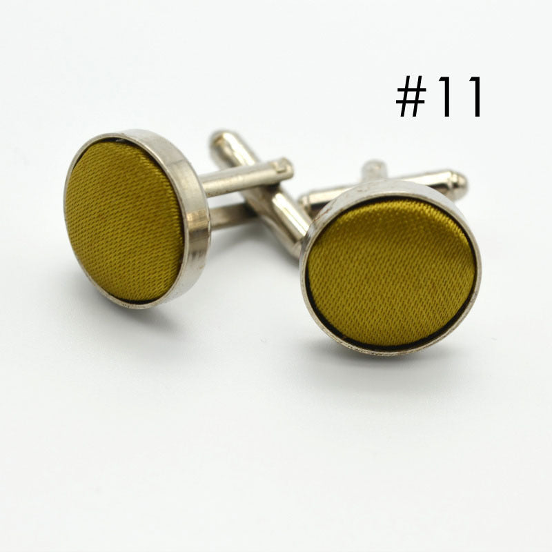 Men's Solid Color Metal Yarn-Dyed Mercerized Cloth Cufflinks