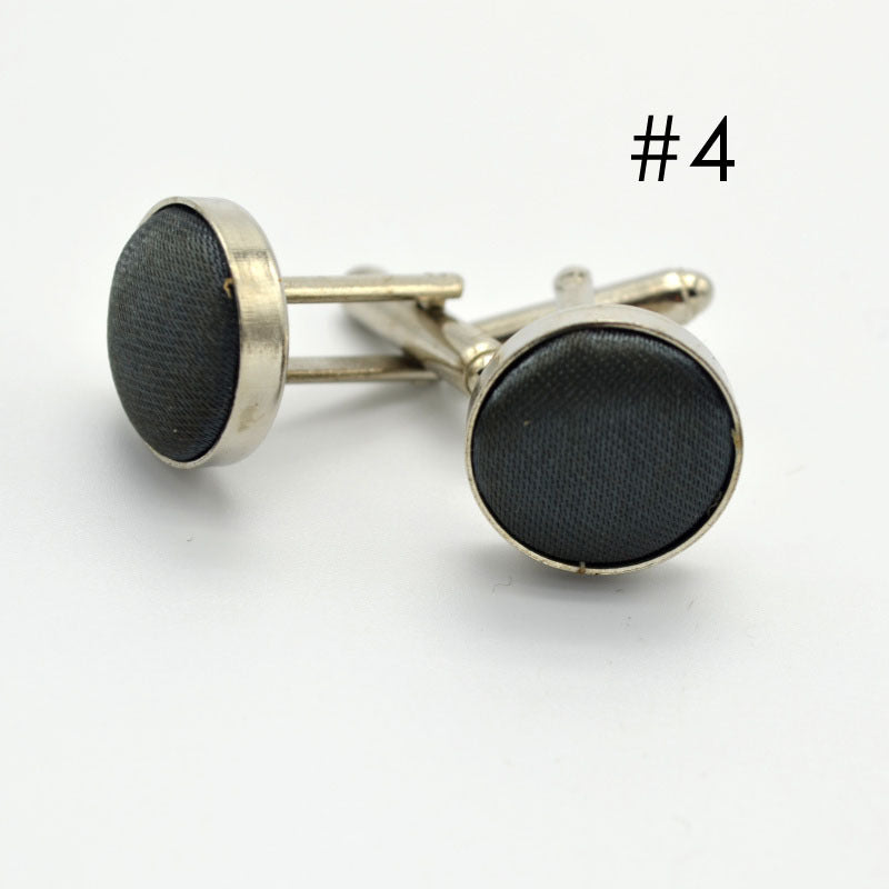 Men's Solid Color Metal Yarn-Dyed Mercerized Cloth Cufflinks