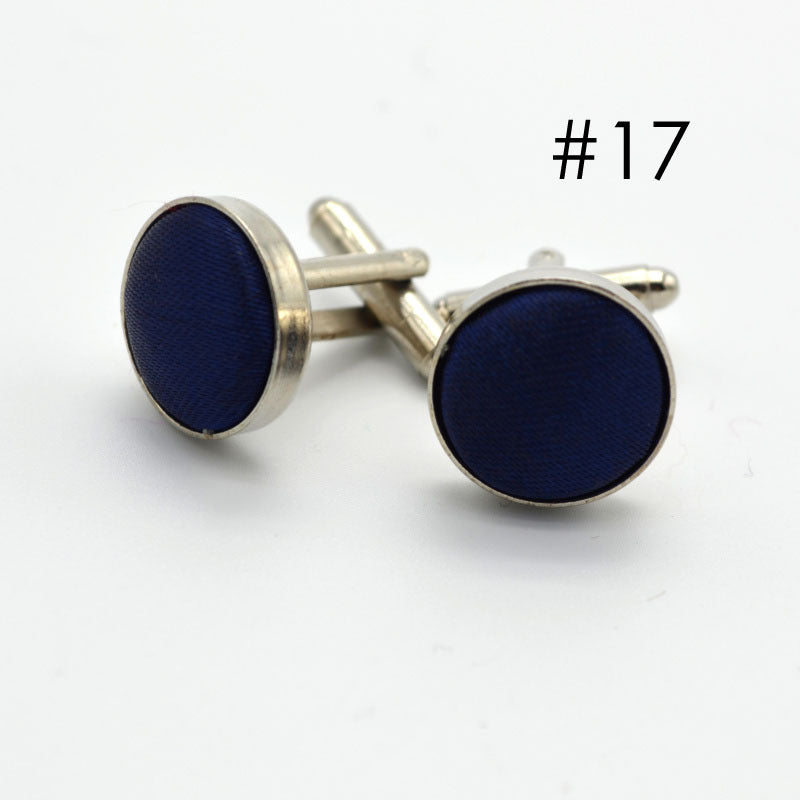 Men's Solid Color Metal Yarn-Dyed Mercerized Cloth Cufflinks