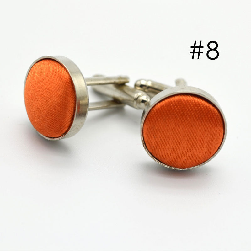 Men's Solid Color Metal Yarn-Dyed Mercerized Cloth Cufflinks