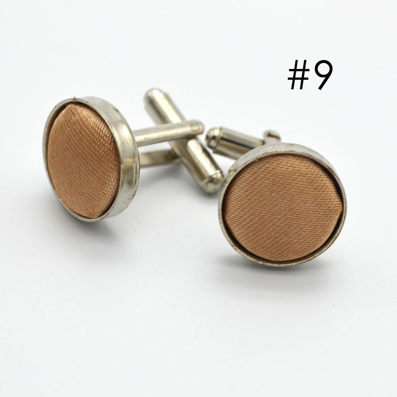 Men's Solid Color Metal Yarn-Dyed Mercerized Cloth Cufflinks