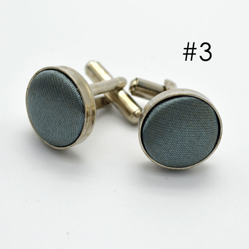 Men's Solid Color Metal Yarn-Dyed Mercerized Cloth Cufflinks