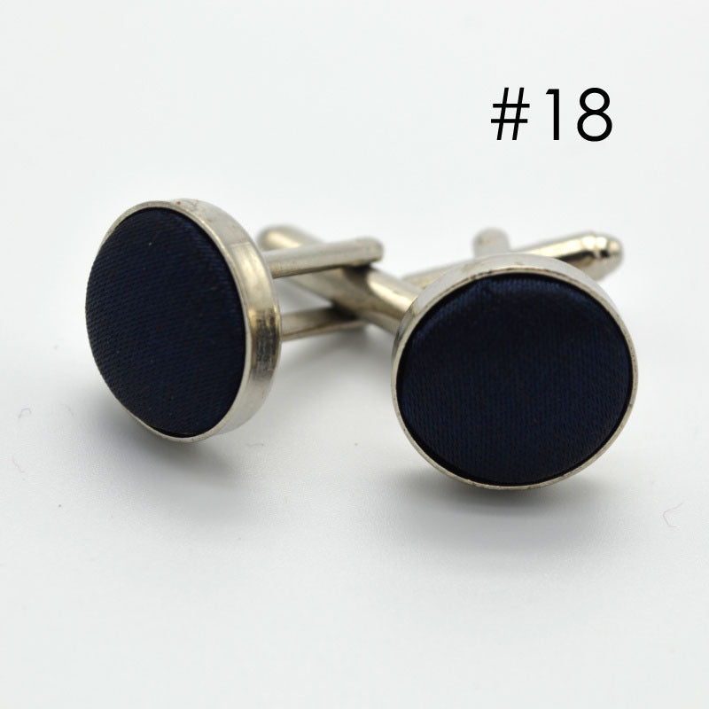 Men's Solid Color Metal Yarn-Dyed Mercerized Cloth Cufflinks