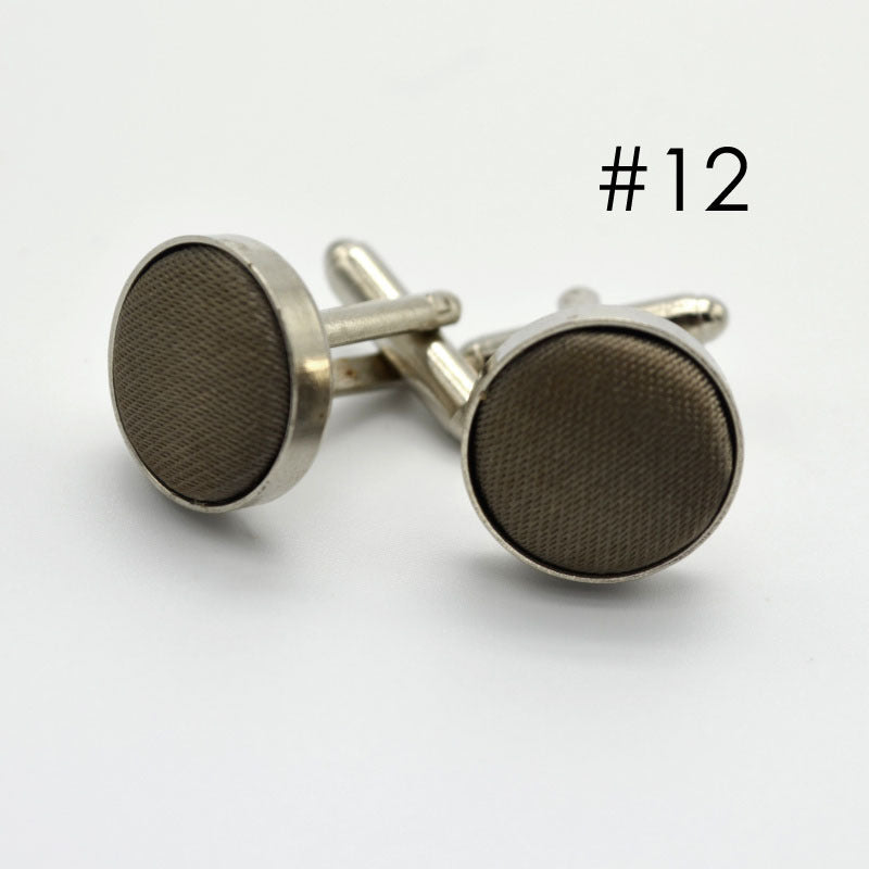 Men's Solid Color Metal Yarn-Dyed Mercerized Cloth Cufflinks