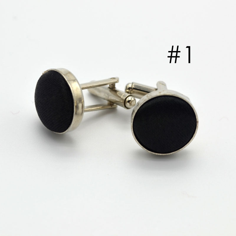 Men's Solid Color Metal Yarn-Dyed Mercerized Cloth Cufflinks