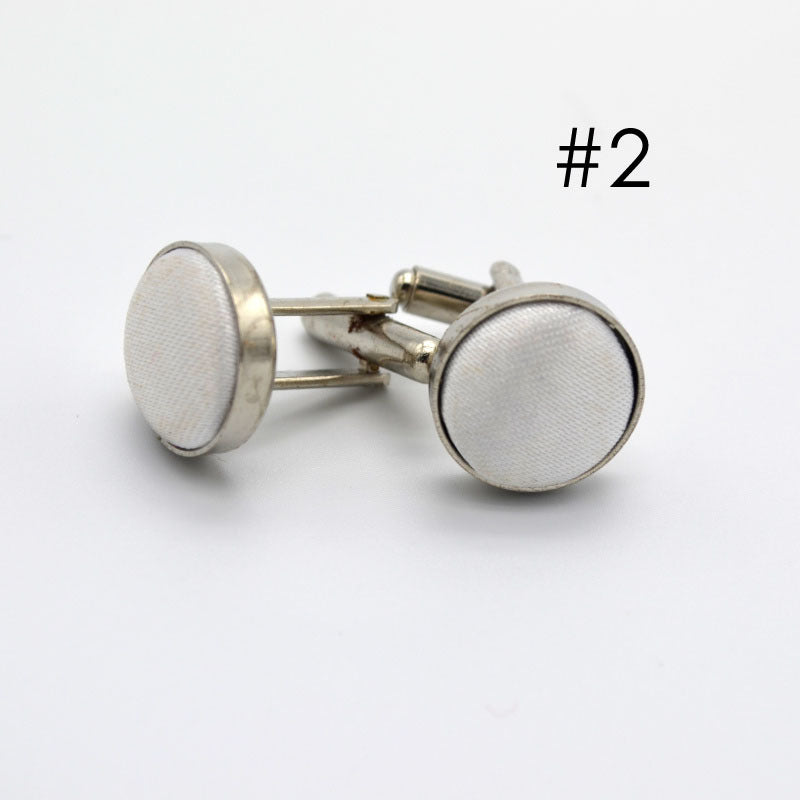 Men's Solid Color Metal Yarn-Dyed Mercerized Cloth Cufflinks