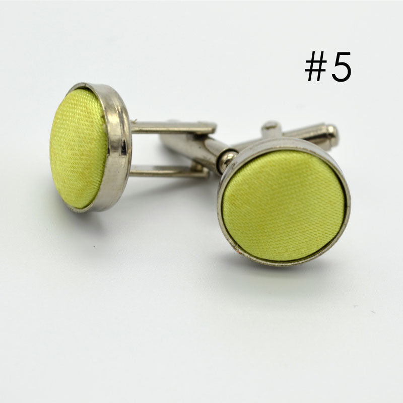 Men's Solid Color Metal Yarn-Dyed Mercerized Cloth Cufflinks