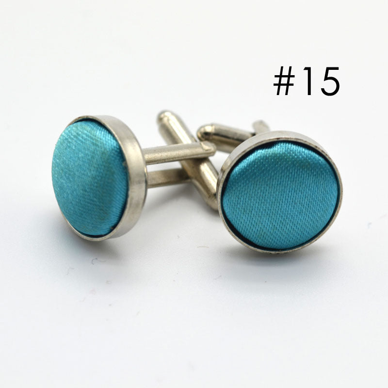 Men's Solid Color Metal Yarn-Dyed Mercerized Cloth Cufflinks