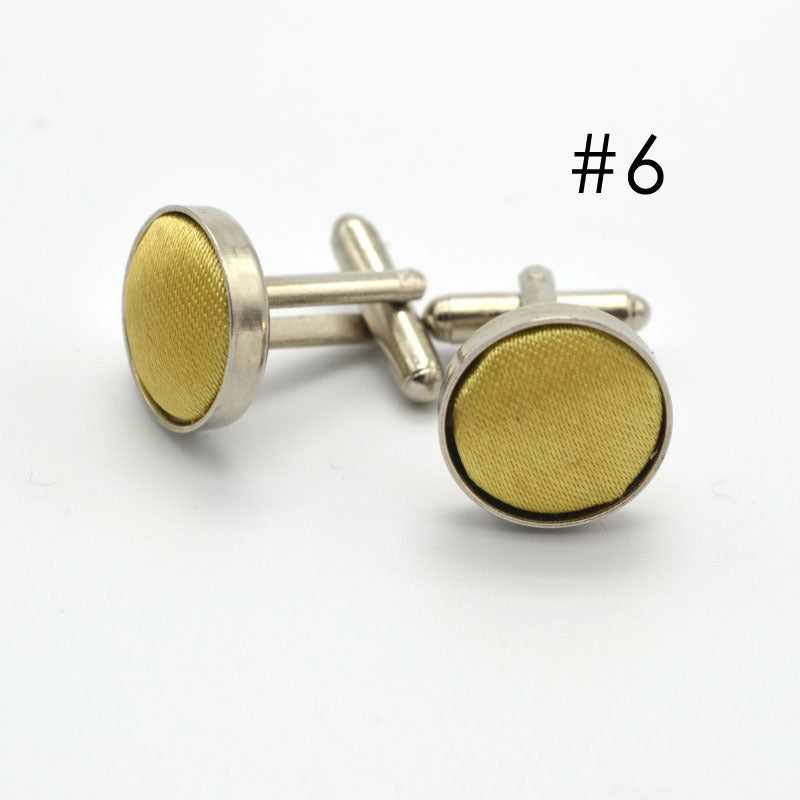 Men's Solid Color Metal Yarn-Dyed Mercerized Cloth Cufflinks