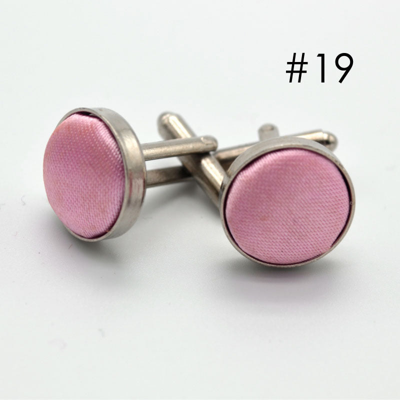 Men's Solid Color Metal Yarn-Dyed Mercerized Cloth Cufflinks