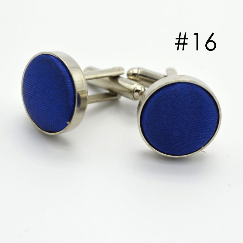 Men's Solid Color Metal Yarn-Dyed Mercerized Cloth Cufflinks