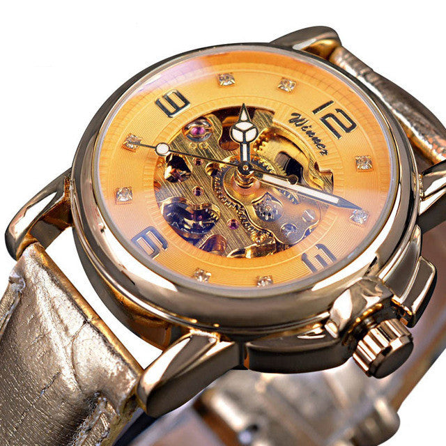 Rhinestone Hollow Mechanical Waterproof Automatic Mechanical Watch