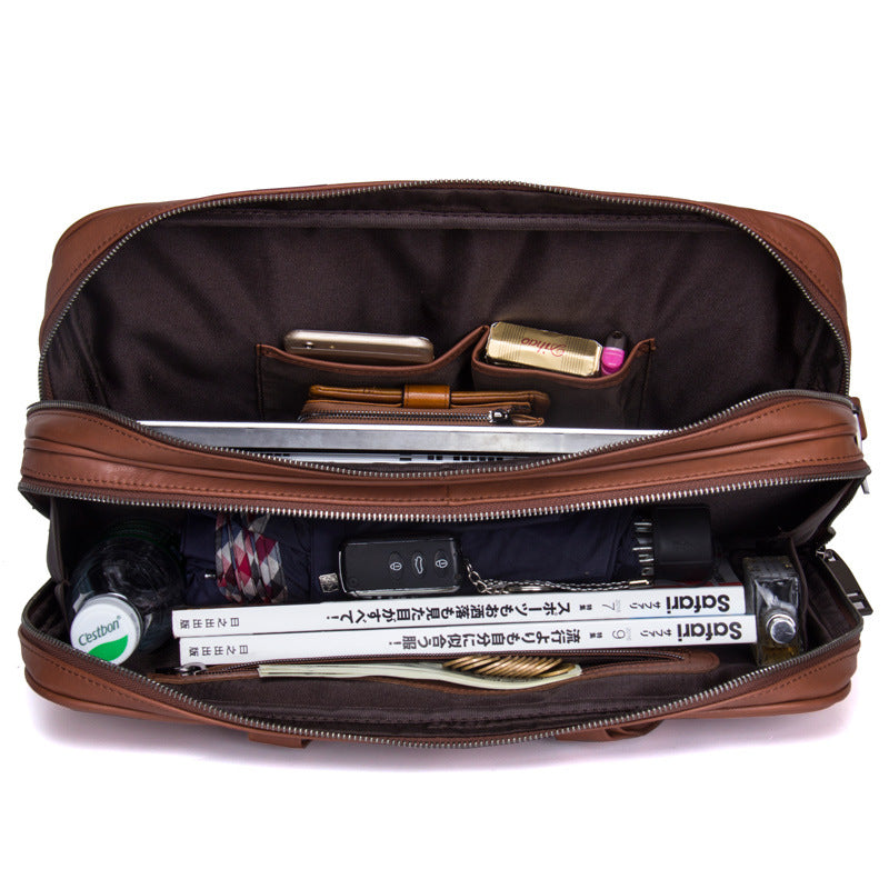 Leather Men's Business Briefcase Multifunctional