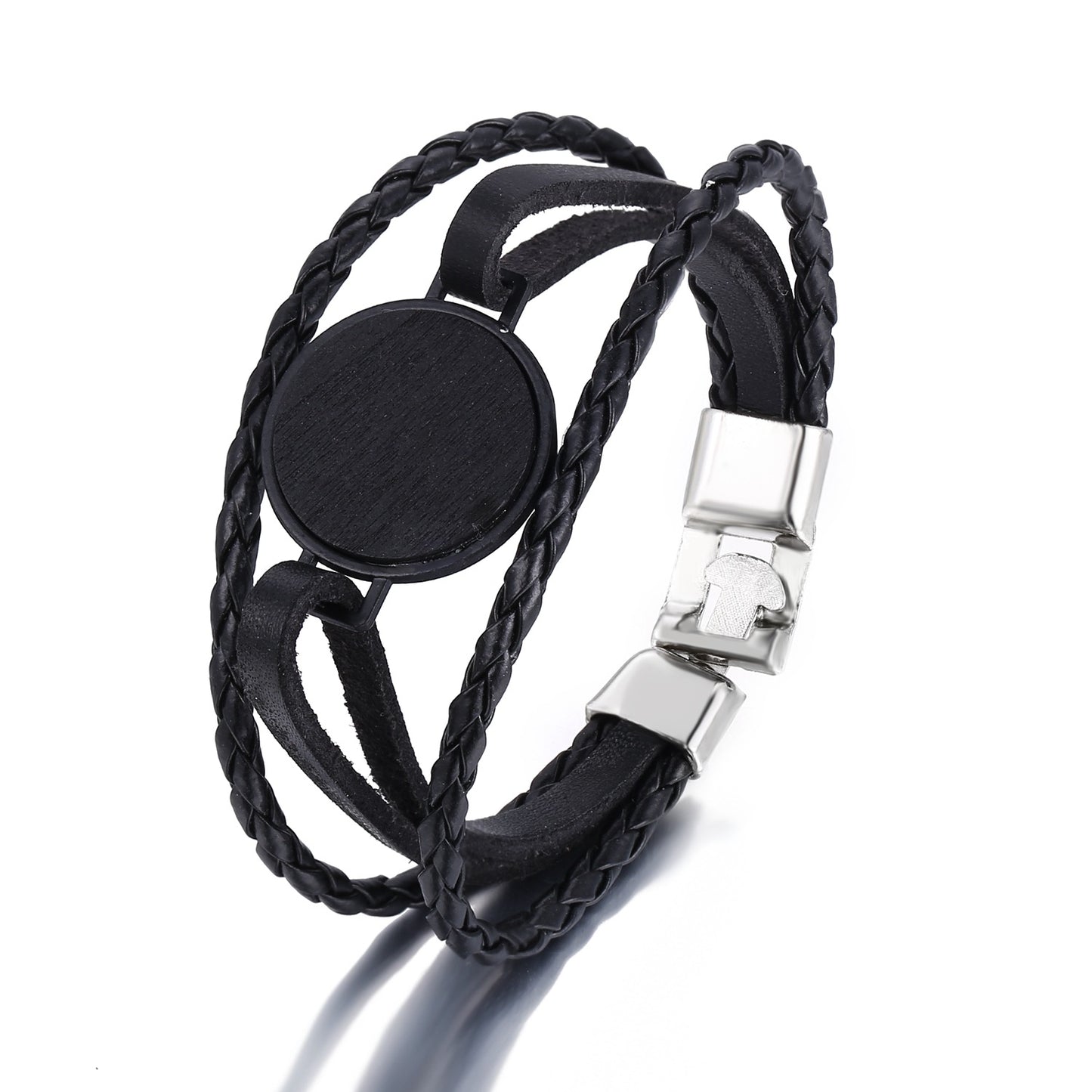 Faux Leather Bracelet Creative Retro Simple Black Men's Bracelet