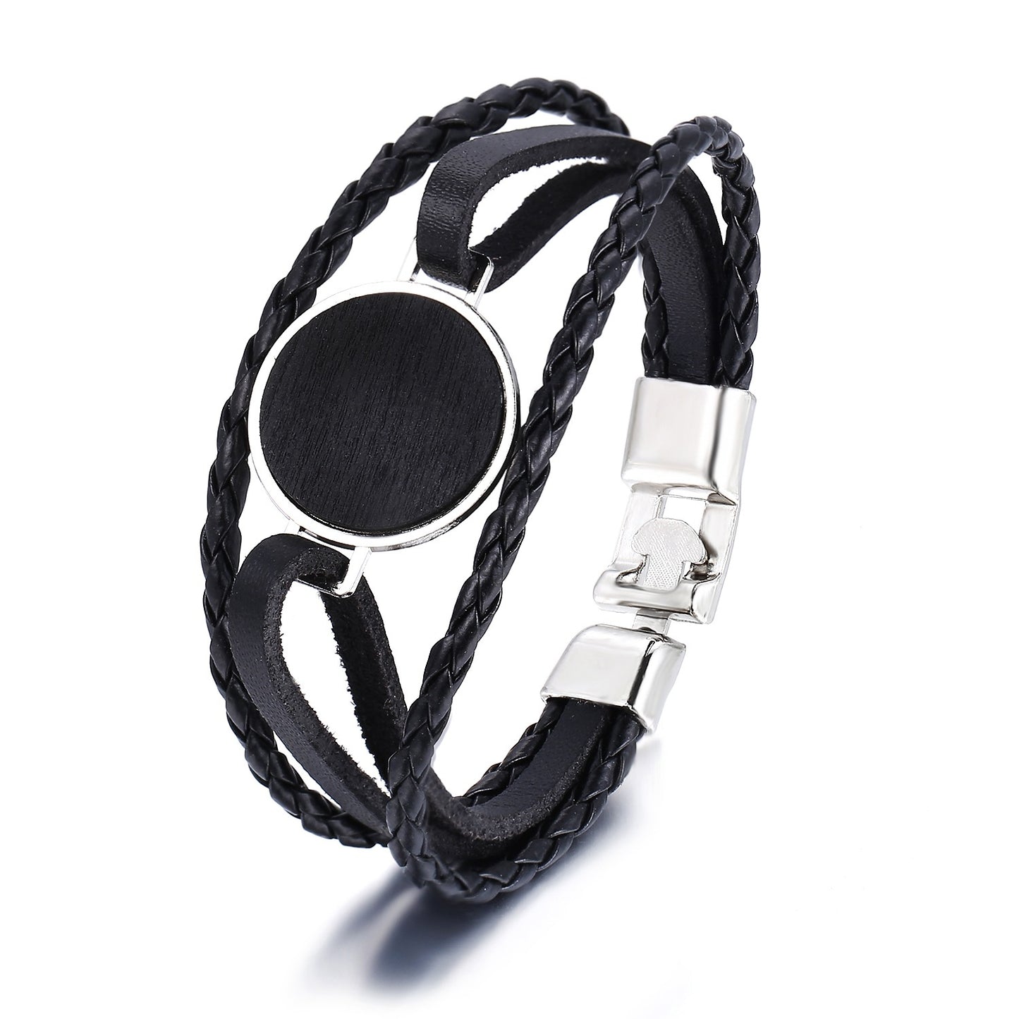 Faux Leather Bracelet Creative Retro Simple Black Men's Bracelet