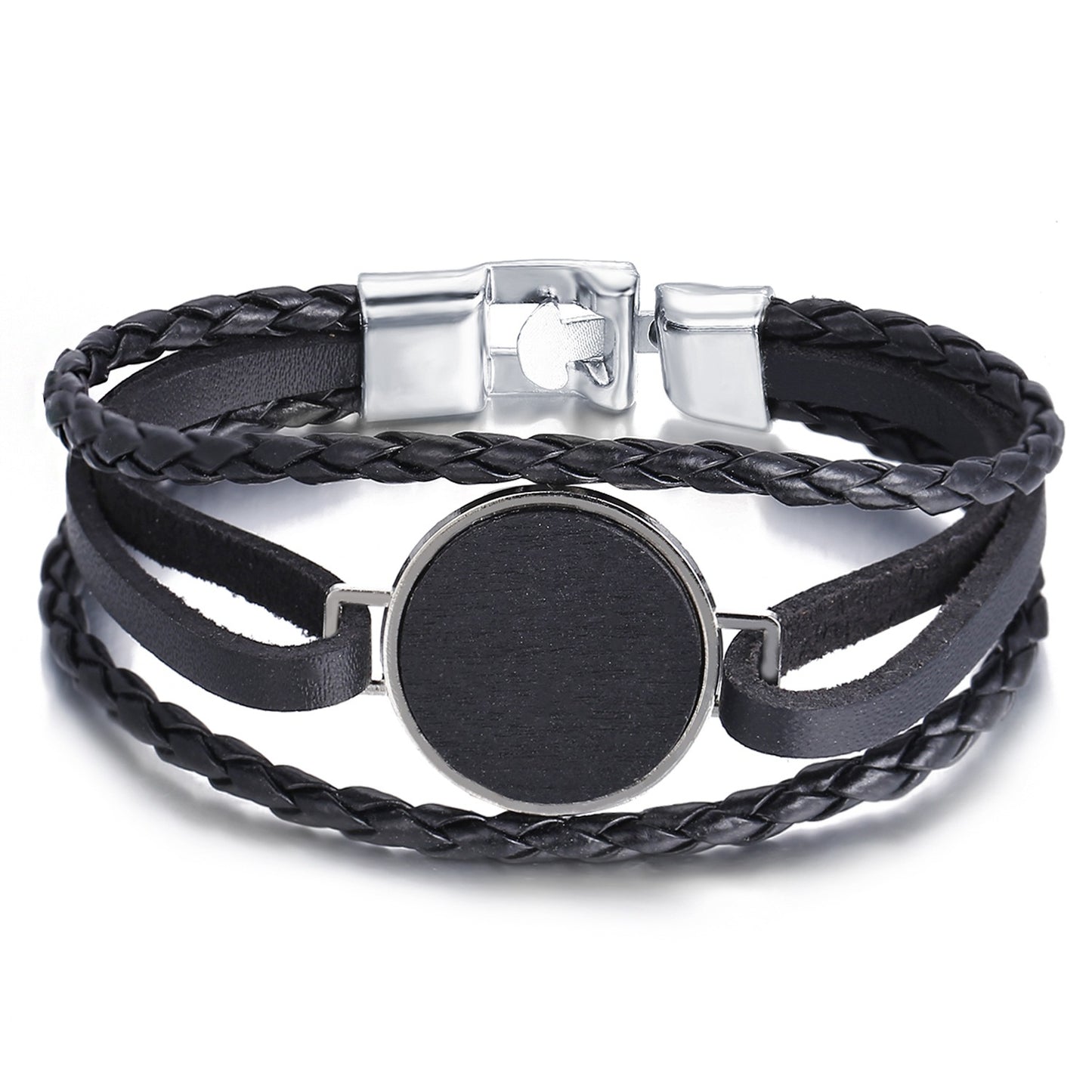 Faux Leather Bracelet Creative Retro Simple Black Men's Bracelet