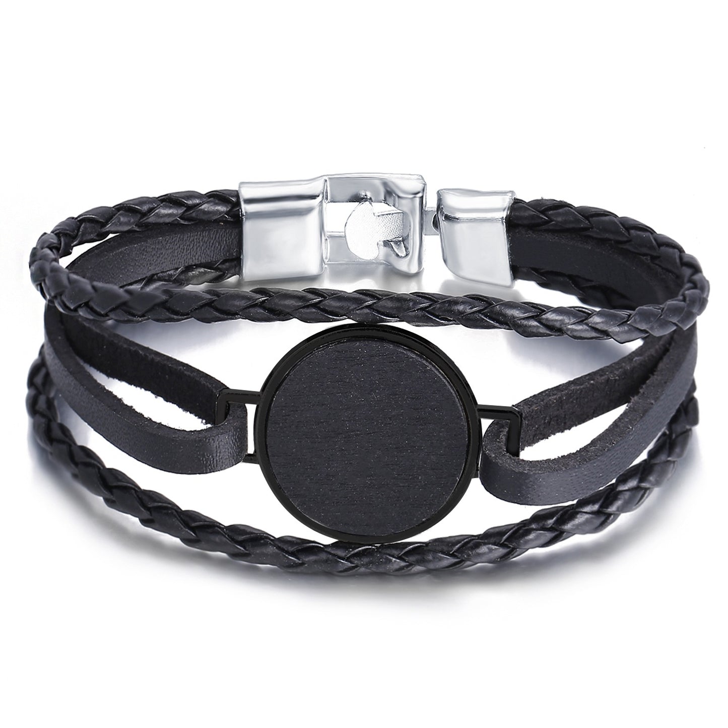 Faux Leather Bracelet Creative Retro Simple Black Men's Bracelet