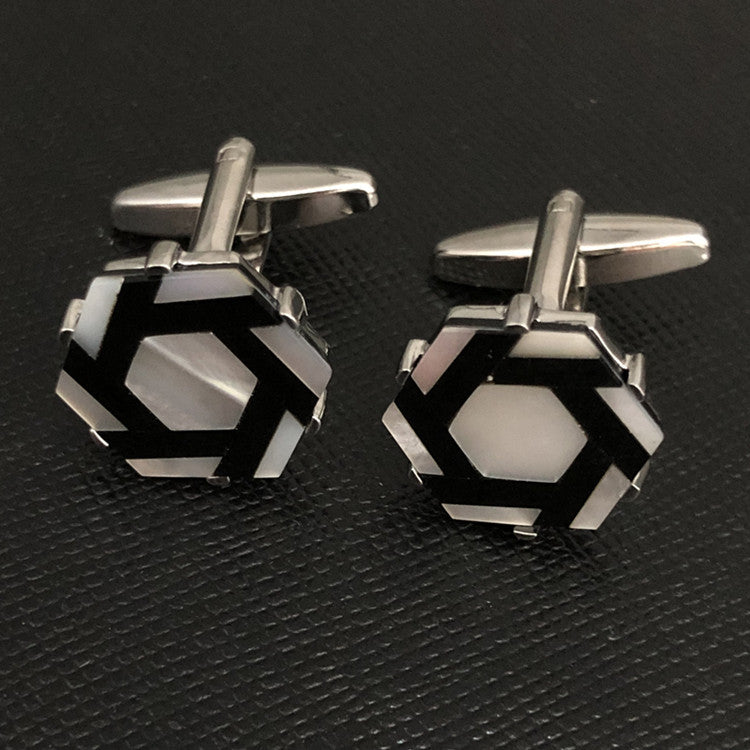 Men's Shirt Cufflinks French Black And White