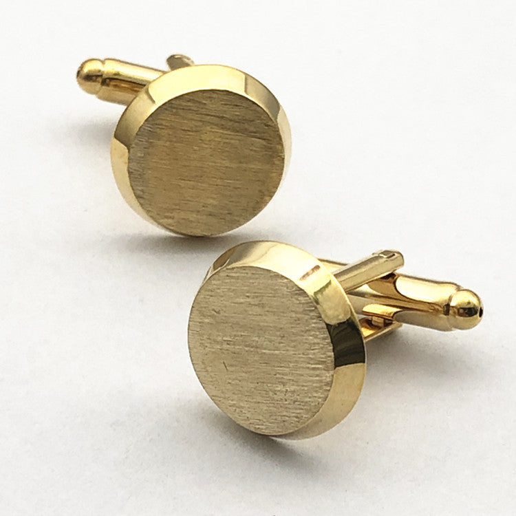 French Gold Brushed Round Men's European And American Cufflinks