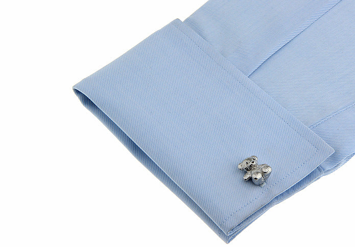 Men and Women Universal Silver Shape Metal Bear Cufflinks