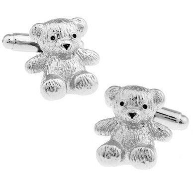 Men and Women Universal Silver Shape Metal Bear Cufflinks