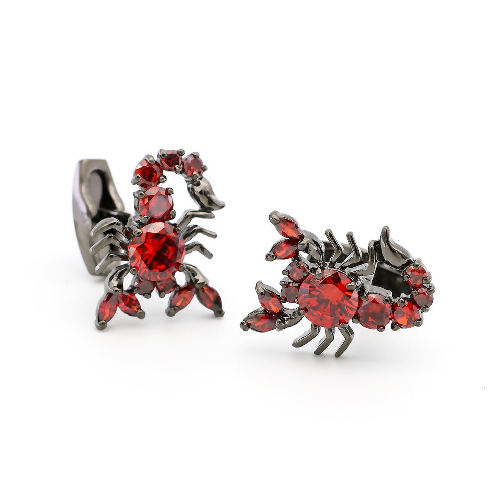 Symmetrical Gun Black Poison Scorpion Crystal Cufflinks