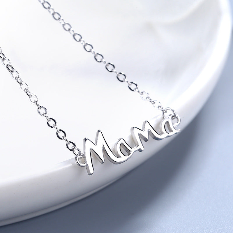 Mother'S Day Gift S925 Sterling Silver English Letter Mama Necklace Mother Fashion