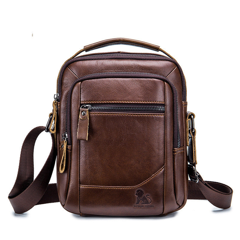 Top Layer Cowhide Men's Bag Retro Style Vertical Square Bag