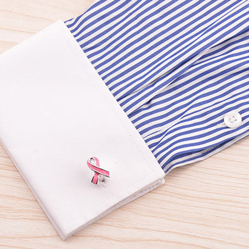 Fashionable Simple Pink Ribbon Cute Bow Cufflinks