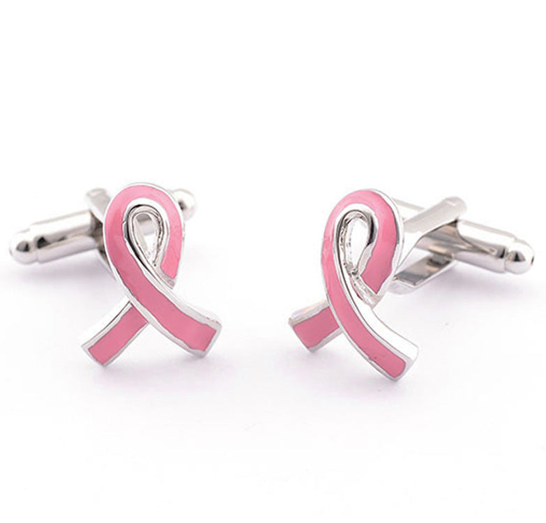 Fashionable Simple Pink Ribbon Cute Bow Cufflinks