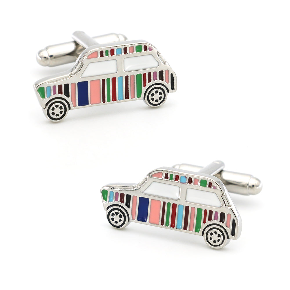 Fun Color Striped Car Classic Car Cufflink Button