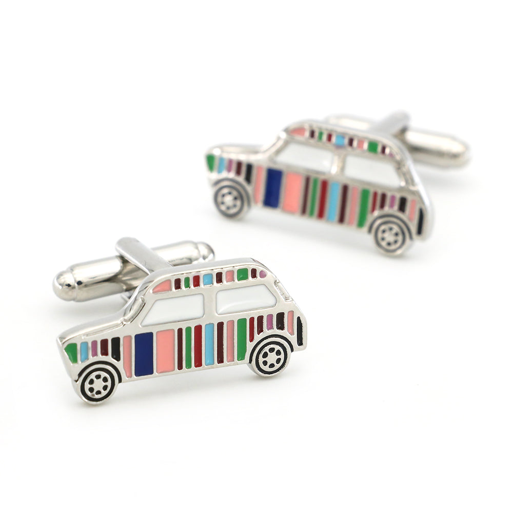 Fun Color Striped Car Classic Car Cufflink Button