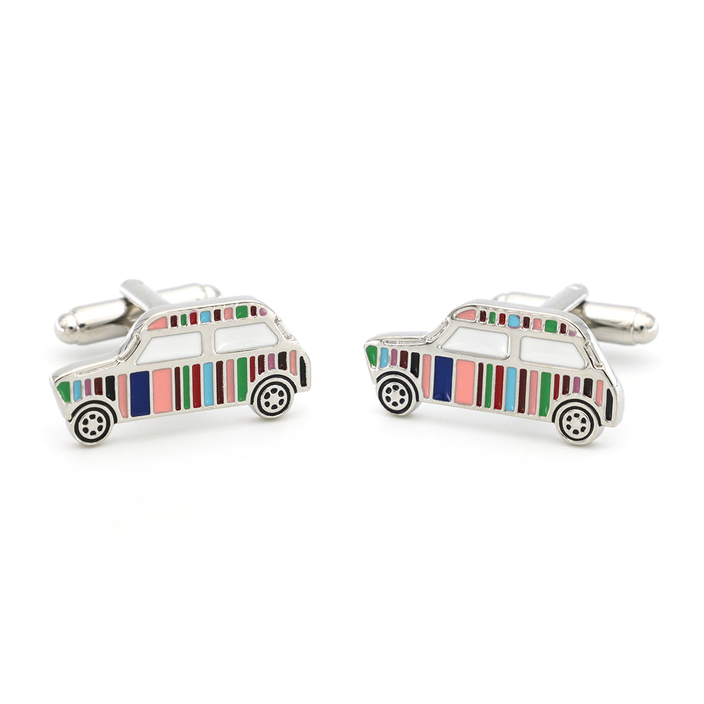 Fun Color Striped Car Classic Car Cufflink Button