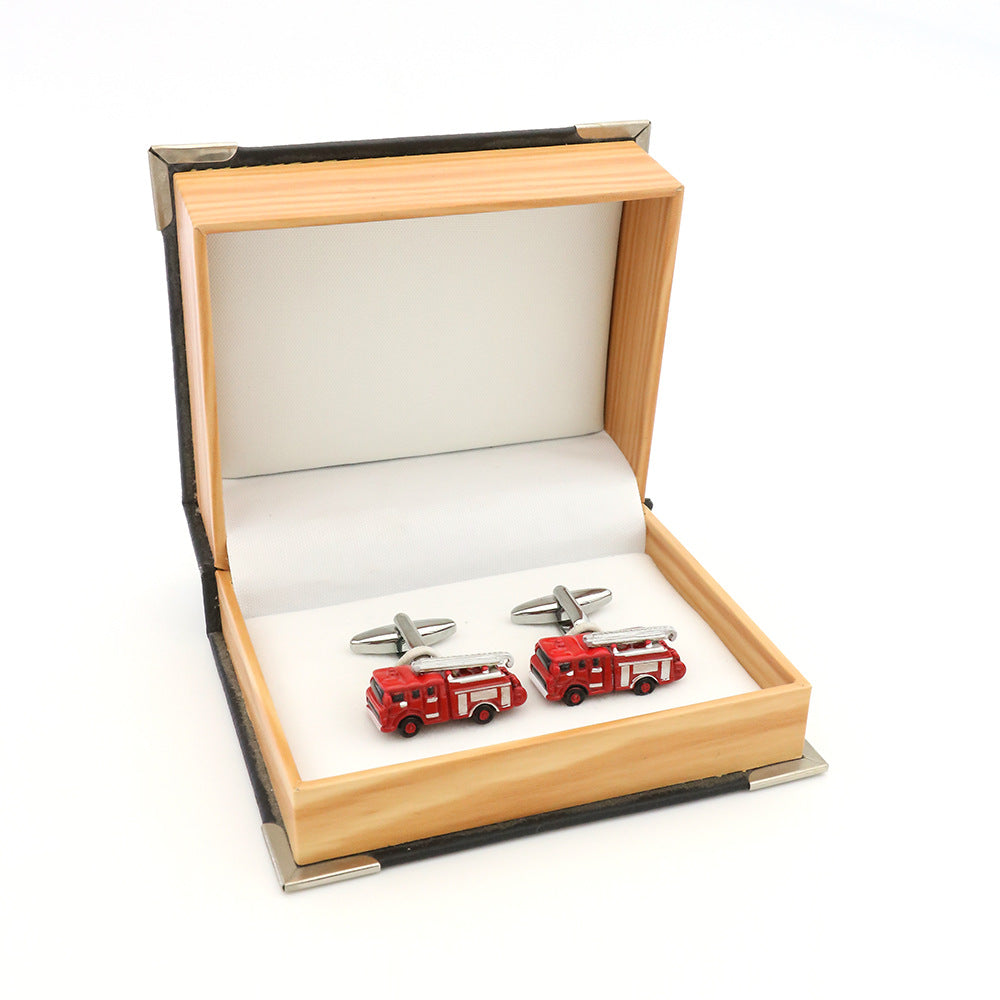 Bronze Red Fire Engine Fun French Cufflinks