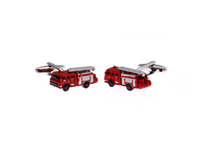 Bronze Red Fire Engine Fun French Cufflinks