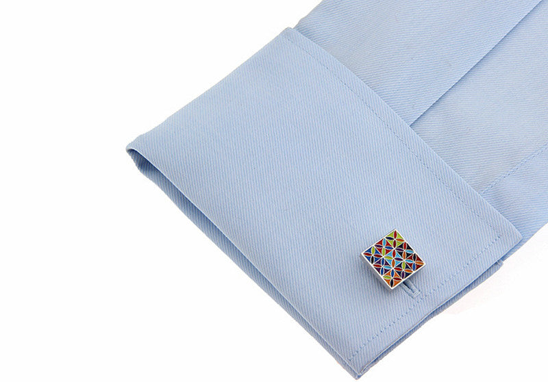 Colored Flower-Dripping Enamel Cufflinks