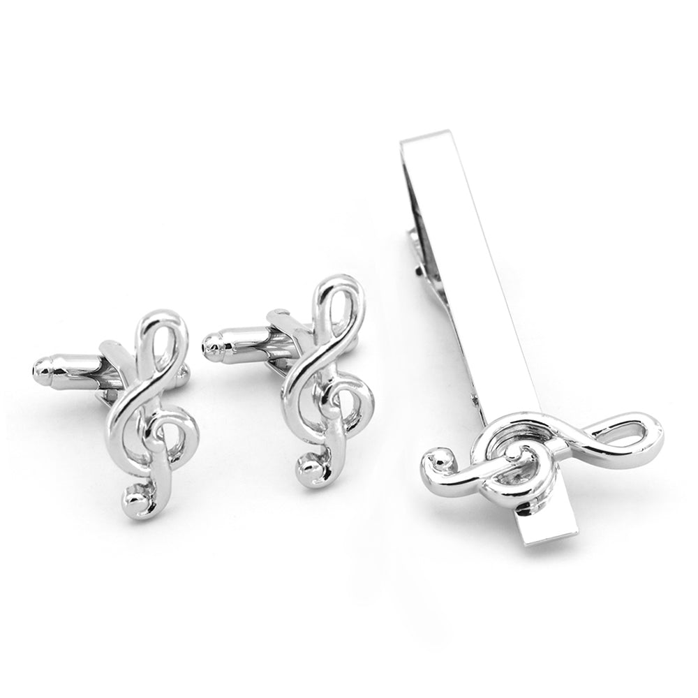 Fashion Silver Bass Guitar French Shirt Cufflinks