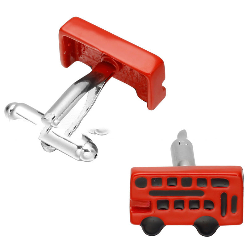 Fashion Dripping Red And Black Bus Cufflinks