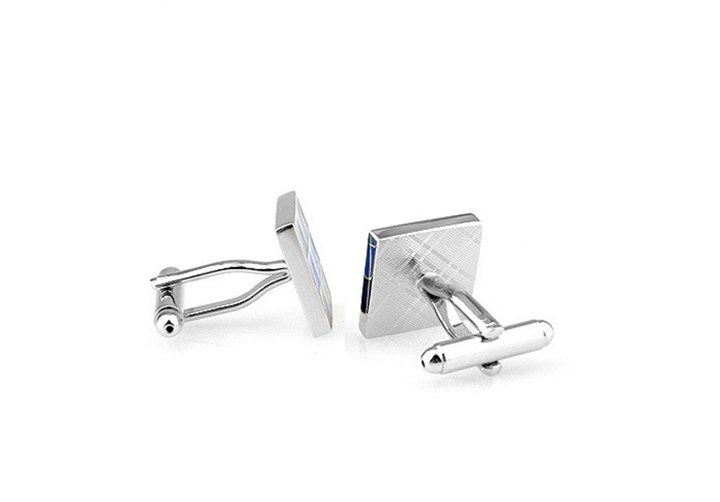 Classic Business Square Color Change Gradient Blue Plaid Cufflinks