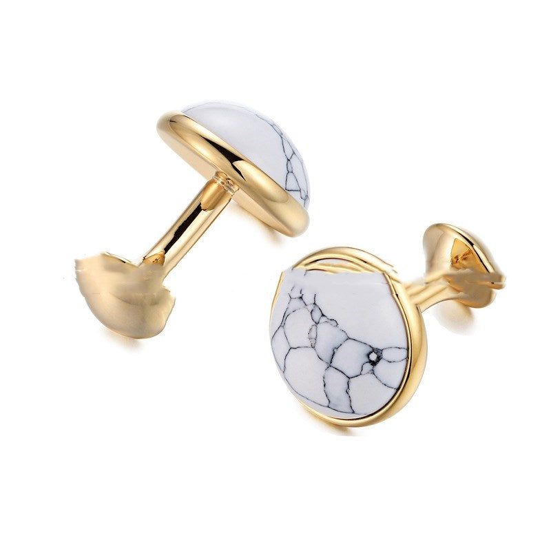 French Men's White Turquoise Nail Gem Cufflinks