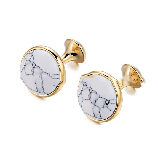 French Men's White Turquoise Nail Gem Cufflinks