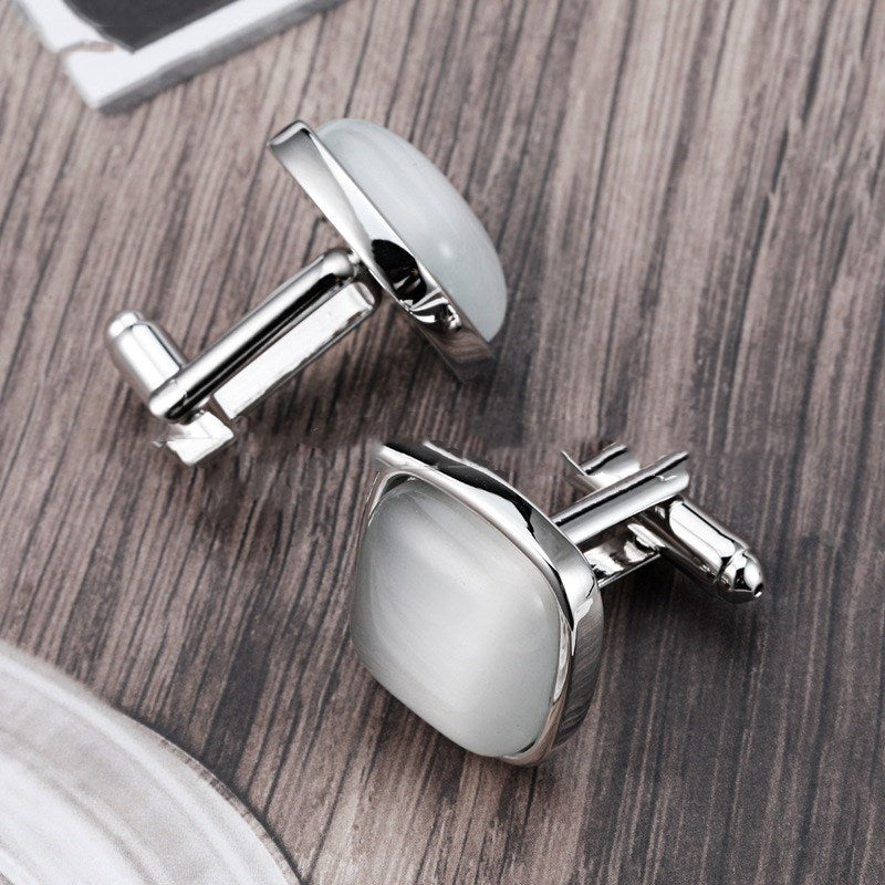 High-End Opal Gentleman Business French Cufflinks